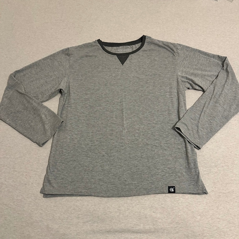 The White Company Qatar Airways Mens Grey Long Sleeve Ringer T-Shirt Size M